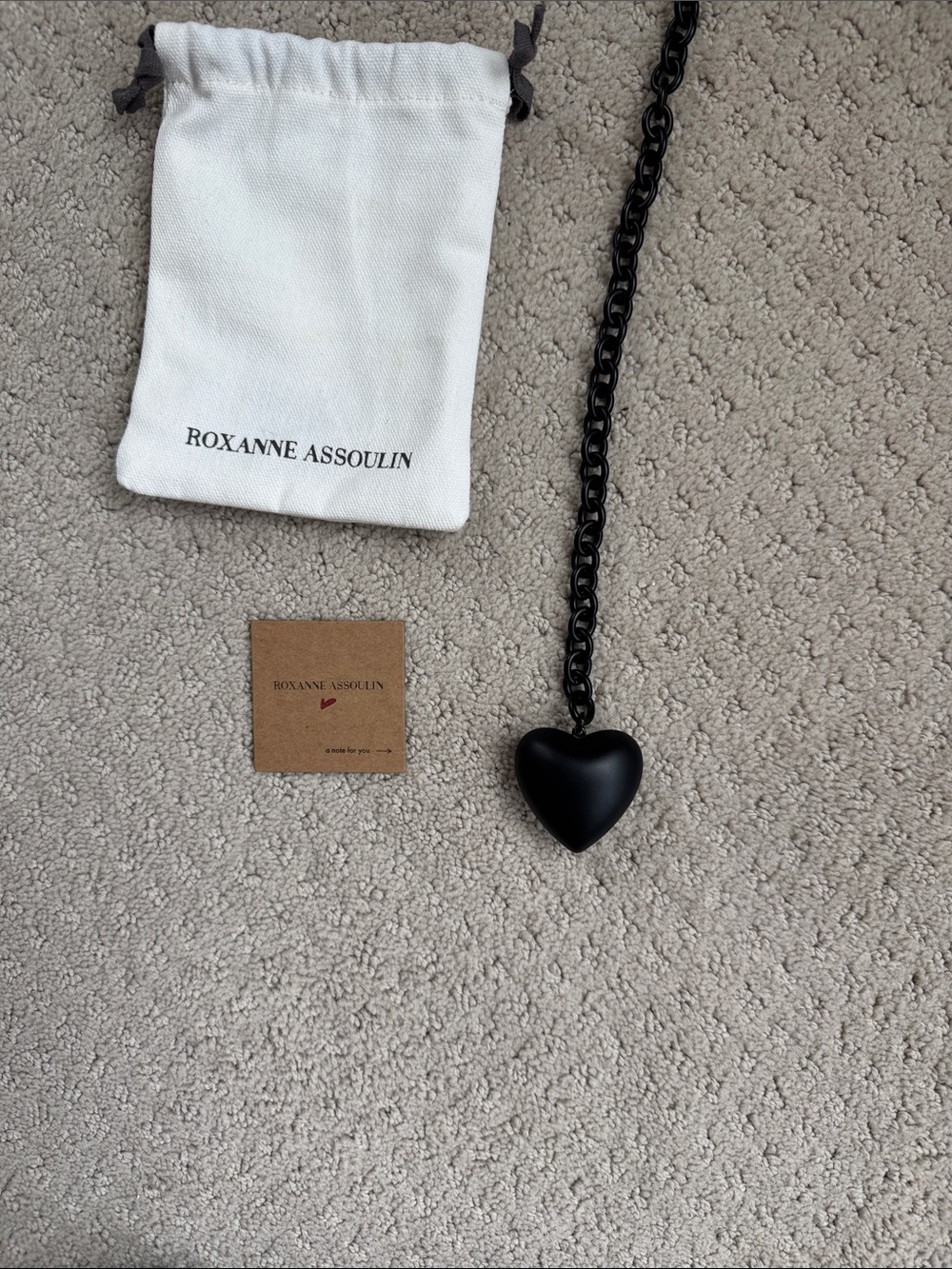 Roxanne Assoulin Puffy Heart Necklace Matte Black - Picture 7 of 10